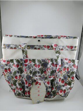 Strawberry & Floral Waterproof Tote Organizer With Pockets